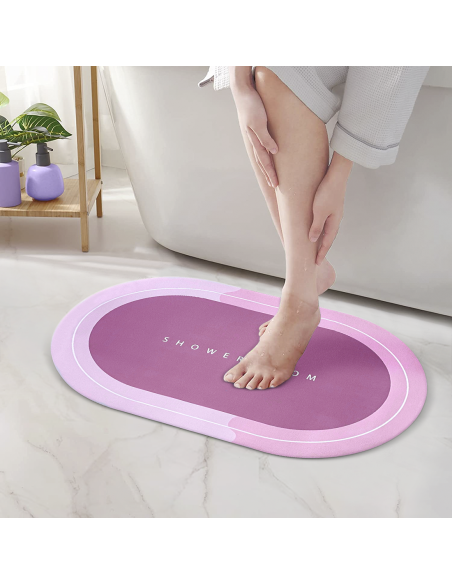 Tapis de douche antidérapant Oval ROSE 43x67cm Microfibre absorbante