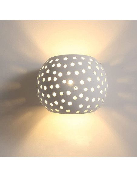 Applique en plâtre G9 Plafonnier perforé double émission lumineuse
