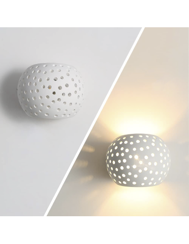 Applique en plâtre G9 Plafonnier perforé double...