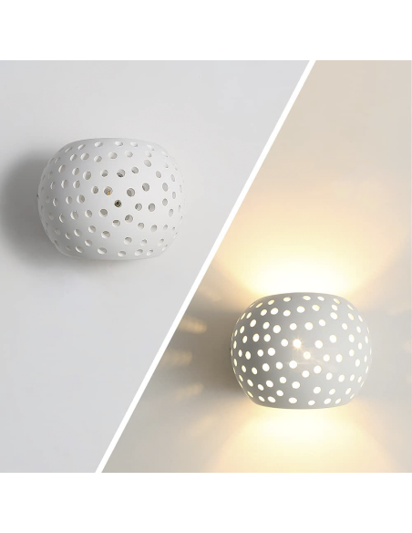 Applique en plâtre G9 Plafonnier perforé double émission lumineuse