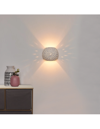 Applique en plâtre G9 Plafonnier perforé double...