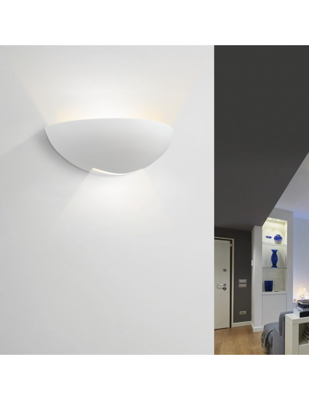 Applique demi-lune en plâtre E27 Double Emission Lumineuse