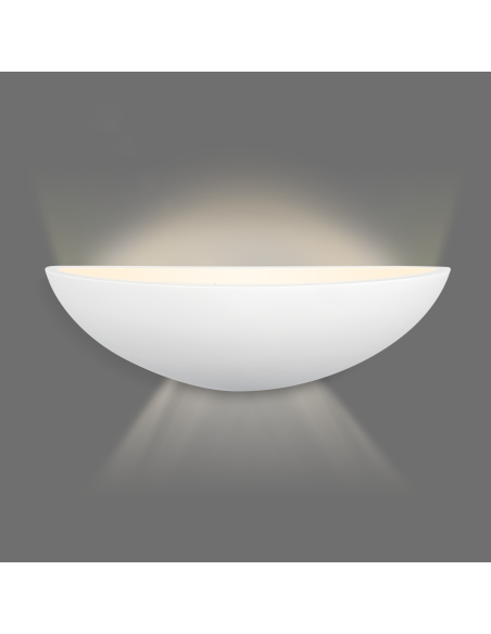 Applique demi-lune en plâtre E27 Double Emission Lumineuse