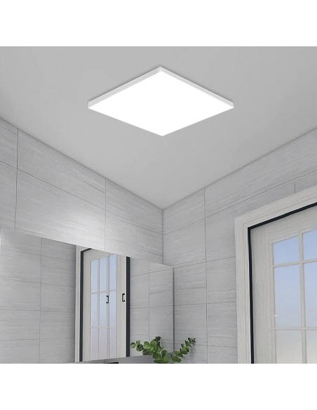 Plafonnier LED 50W Lumière Blanche 6000K Lampe Carrée Intérieure Mince