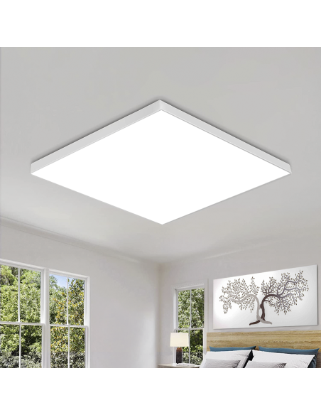 Plafonnier LED 50W Lumière Blanche 6000K Lampe Carrée Intérieure Mince