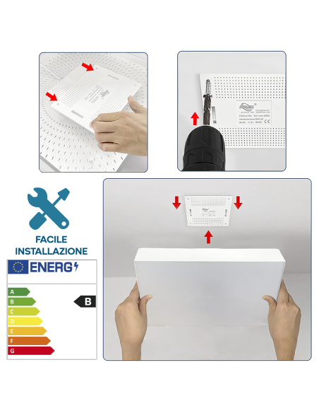 Plafonnier LED 50W Lumière Blanche 6000K Lampe Carrée Intérieure Mince