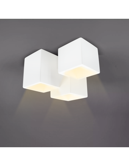 Applique murale en plâtre Pintable avec 3 plafonniers carrés GU10 Attack