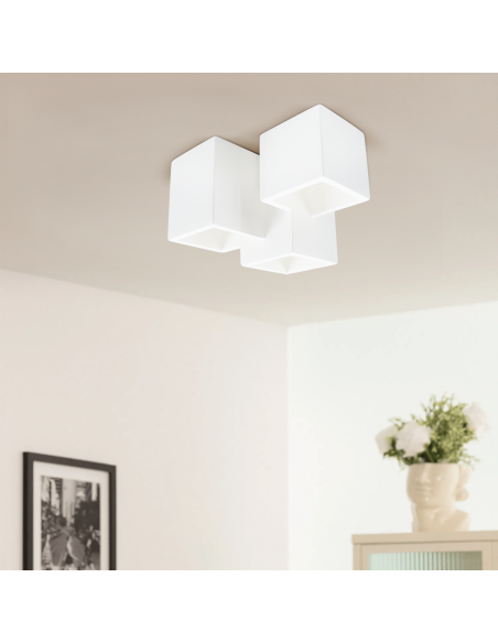 Applique murale en plâtre Pintable avec 3 plafonniers carrés GU10 Attack