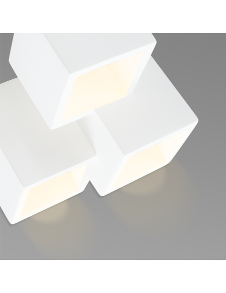 Applique murale en plâtre Pintable avec 3 plafonniers carrés GU10 Attack