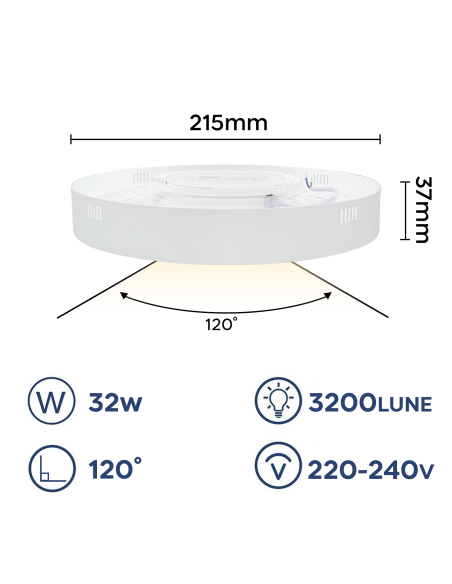 Plafonnier LED orbital 32W lumière blanche 6000K Applique ronde mince