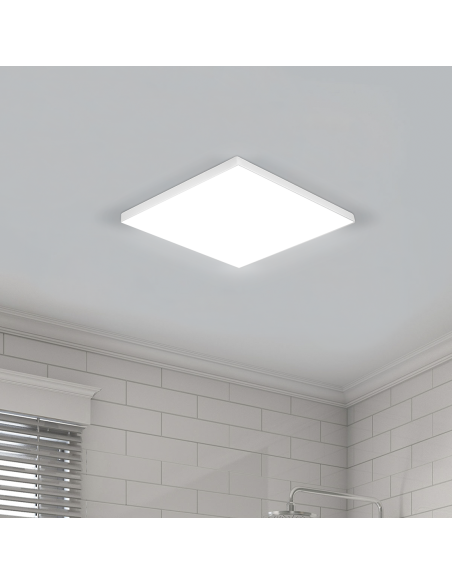 Plafonnier LED 32W lumière blanche 6000K slim carré pour intérieurs