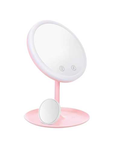 Miroir cosmétique de table à LED Lampe de maquillage ventilée rechargeable USB