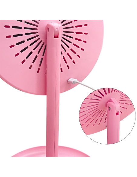 Miroir cosmétique de table à LED Lampe de maquillage ventilée rechargeable USB