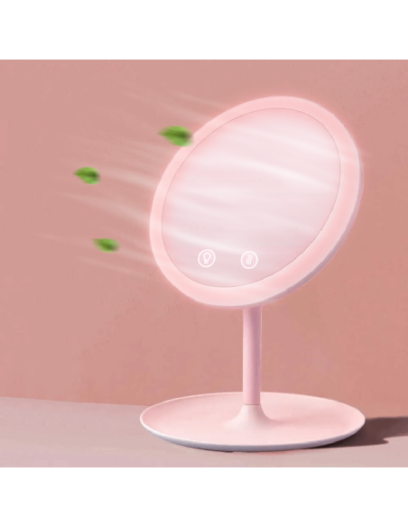 Miroir cosmétique de table à LED Lampe de maquillage ventilée rechargeable USB