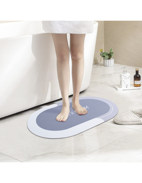 Tapis de bain ovale antidérapant 43x67cm en microfibre absorbante Douche
