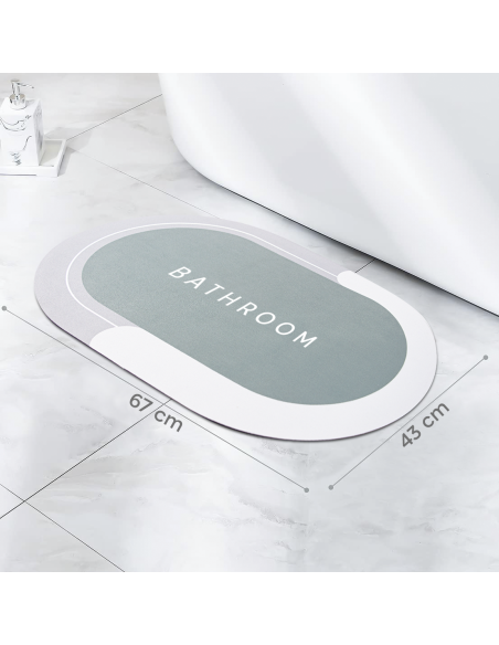 Tapis de bain ovale antidérapant 43x67cm en microfibre absorbante Douche