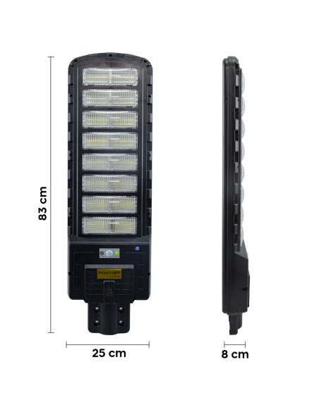 508255 Lampadaire charge solaire 800W détecteur de mouvement et télécommande