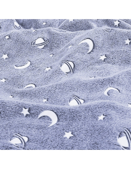 Couverture magique enfant Couverture lavande avec planètes fluo 100x180