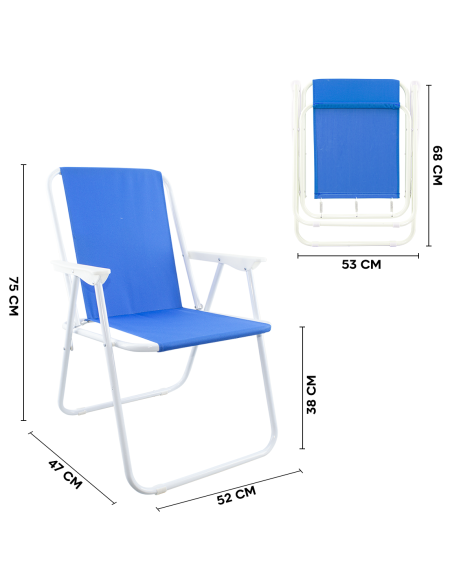 Chaise de jardin pliante en acier Sea Beach Relax pour le camping