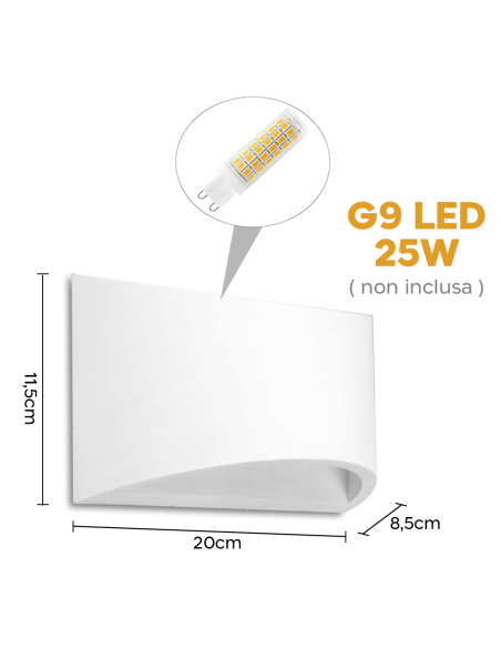 Applique murale en plâtre GS-5022 Montage mural G9 double émission lumineuse