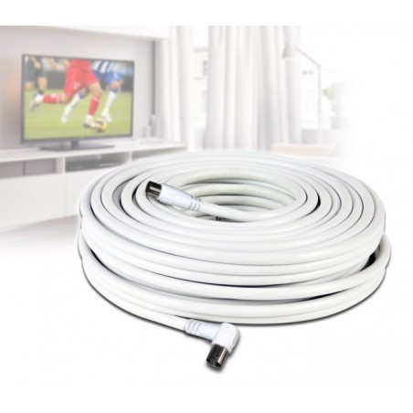 Câble coaxial - 30m - pour la connexion de l'antenne TV - (mâle et femelle) 