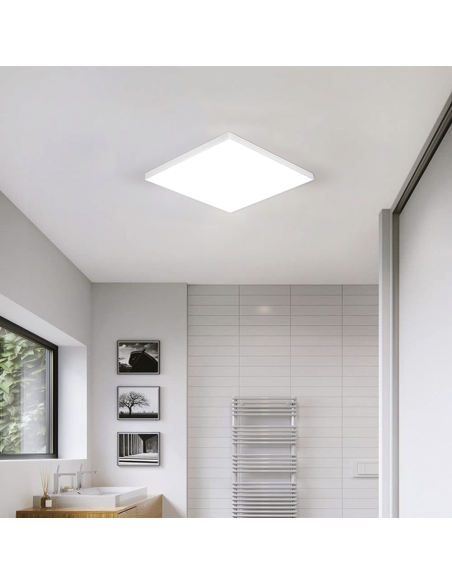 Plafonnier LED 22W Lumière Blanche 6000K Lampe Intérieure Carrée Mince