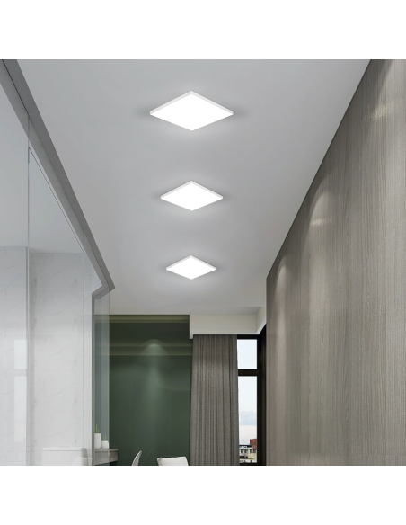 Plafonnier LED 22W Lumière Blanche 6000K Lampe Intérieure Carrée Mince