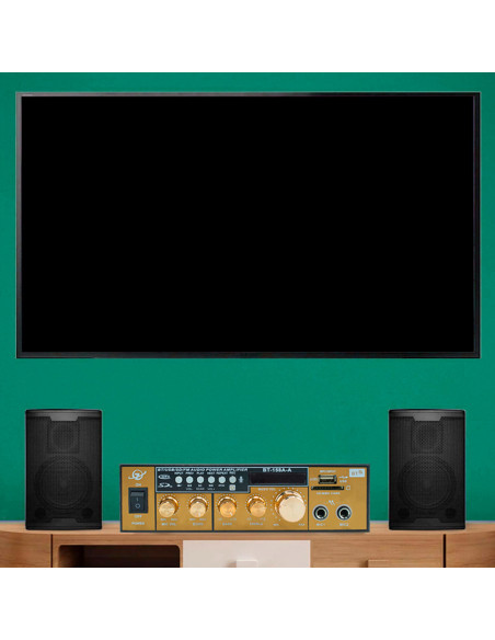 Karaoké Bluetooth Stéréo HiFi Amplificateur MP3 Ecran LCD Entrée USB et SD