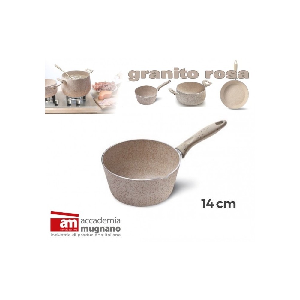 Casserole diam 14cm effet pierre antiadherente - REVÊTEMENT DIAMOND TECH - ACCADEMIA MUGNANO GRANITO ROSA -