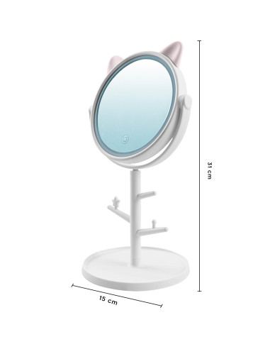 Miroir de maquillage cosmétique de table à LED...