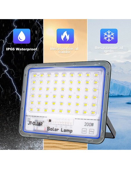 Lampe Panneau Solaire Phare LED 200W 89398 Crépuscule avec Télécommande IP66