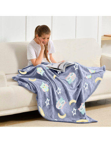 Doudou magique polaire bleu hiboux et étoiles...