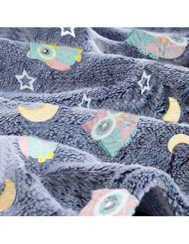 Doudou magique polaire bleu hiboux et étoiles...