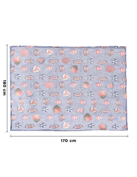 Couverture polaire magique enfant Basketball Gris Fluo 170x180