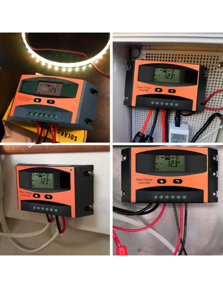 Contrôleur de charge de panneau solaire 10A Fusible PWM Monitor avec affichage