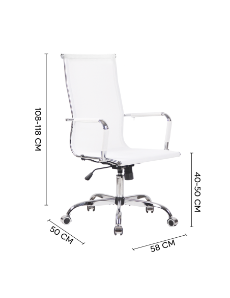 Chaise de bureau en maille à dossier haut RENZO avec accoudoirs