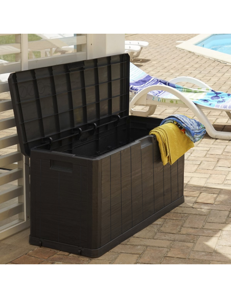 Coffre de rangement coffre de rangement en résine effet bois pour jardin