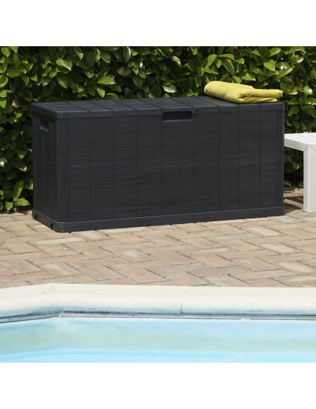 Coffre de rangement coffre de rangement en résine effet bois pour jardin