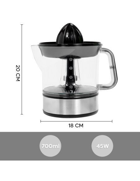 Presse-agrumes électrique JE-623D 45W Carafe 700ml et double cône en plastique