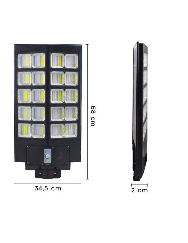 Recharge lampadaire avec panneau solaire 1000W...
