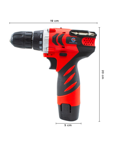 Perceuse-visseuse sans fil à double batterie 12 V avec étui et accessoires