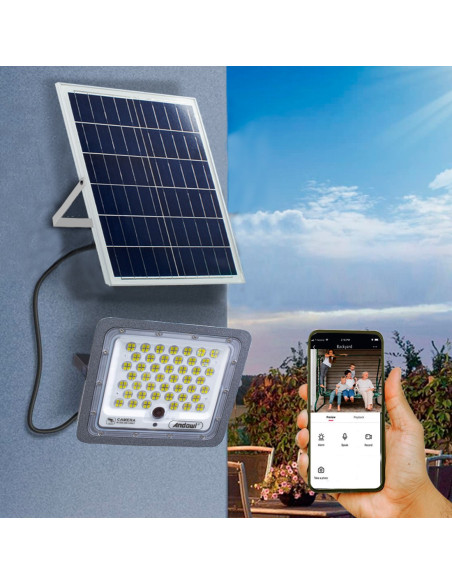 Phare LED 300W avec app Wi-Fi pour caméra surveillance à charge solaire Q-SX76