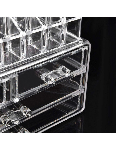 Organisateur maquillage transparent 20 emplacements cosmétiques 17,5x22,5x13,5
