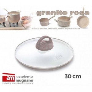 Couvercle en verre casserole / poéle - diamétre 30 cm - Accademia Mugnano Cuore di Pietra - GRANIT ROSA 