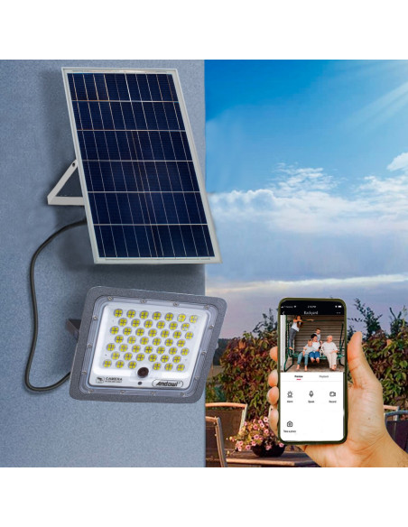 Phare LED 450W avec app Wi-Fi pour caméra surveillance à charge solaire Q-SX77