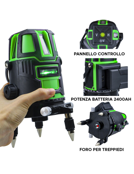 Niveau laser à nivellement automatique Faisceau vert horizontal multiligne 360°