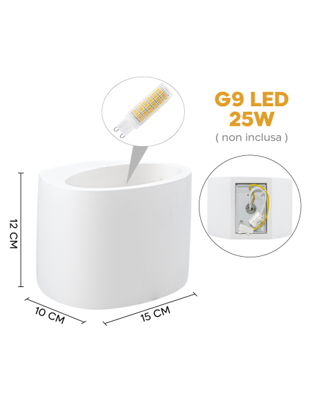 Applique murale en plâtre GS-5016 G9 Montage mural double émission lumineuse