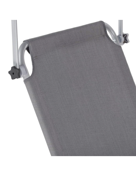 Lit en Textilene 2810143 Dossier réglable GRIS Tube 18 mm avec Parasol