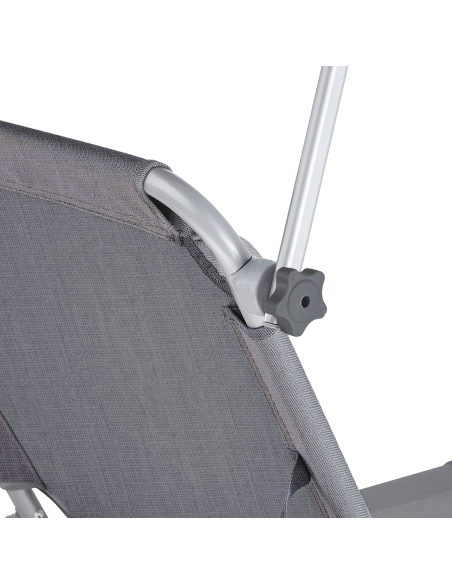 Lit en Textilene 2810143 Dossier réglable GRIS Tube 18 mm avec Parasol