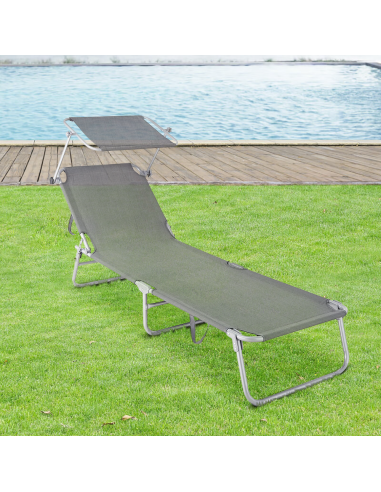 Lit en Textilene 2810143 Dossier réglable GRIS...